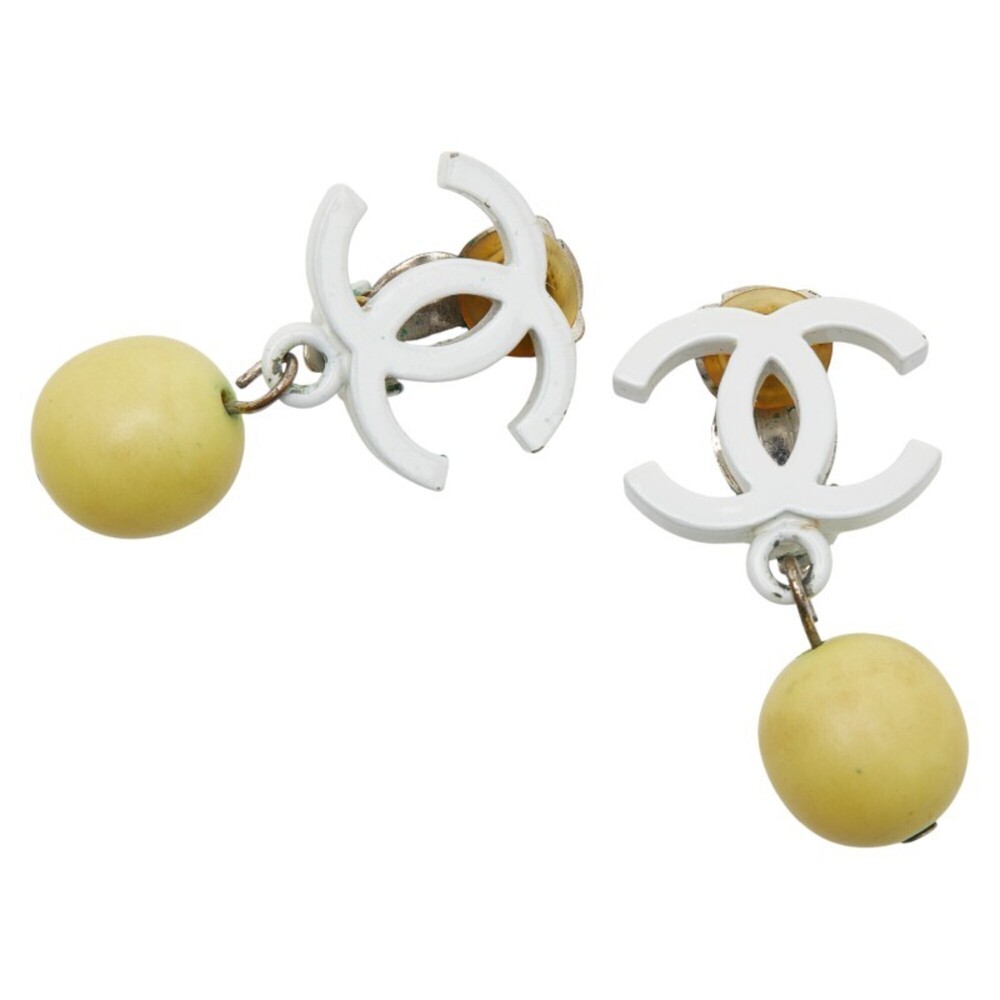 CHANEL White Logo Earrings
